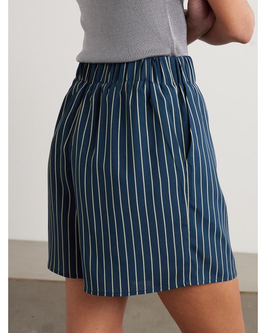 Frankie Shop Blue Lui Shorts Aus Gestreiftem Crêpe