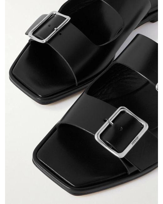 Aeyde Black Tonya Buckled Leather Sandals