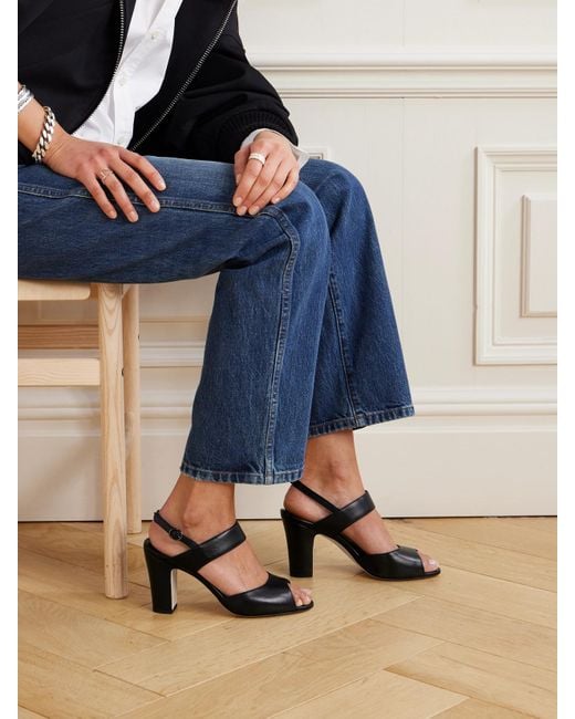 Manolo Blahnik Black Khiko 90 Slingback-Sandalen Aus Leder