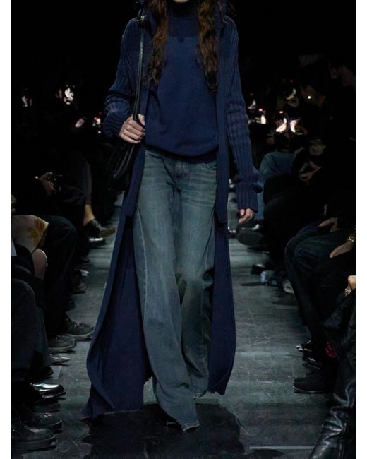Balenciaga Blue Cardigan Aus Rippstrick