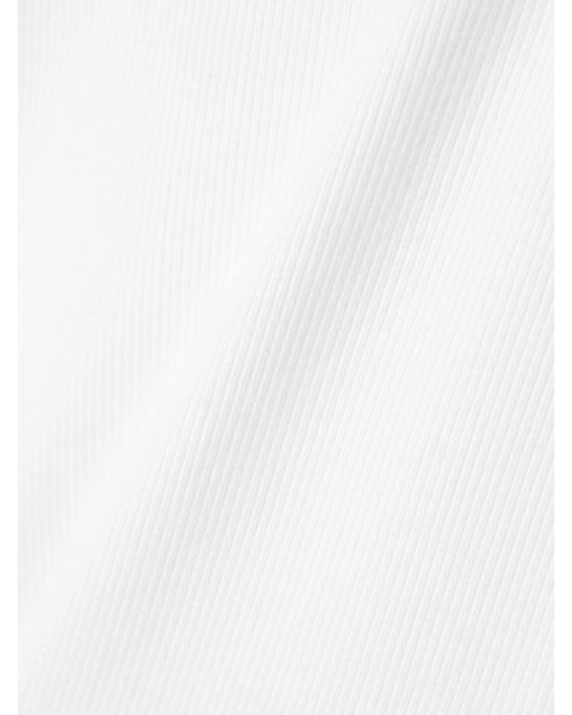 Leset White Kelly Cropped Ribbed Stretch-Cotton Jersey T-Shirt