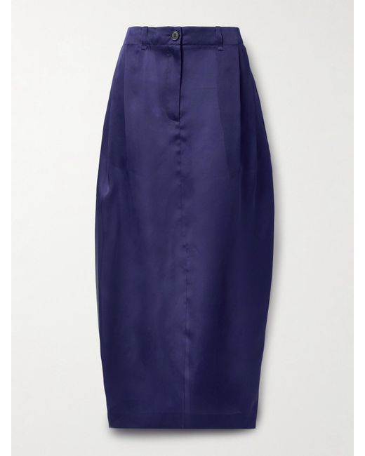 Jupe Longue En Organza De Soie À Plis Lucian Khaite en coloris Blue
