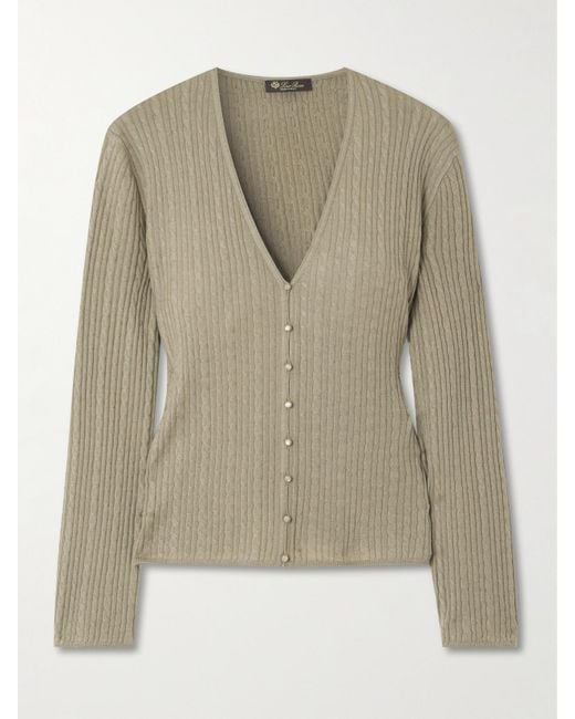 Loro Piana Natural Rimella Cable-Knit Cashmere And Silk-Blend Cardigan