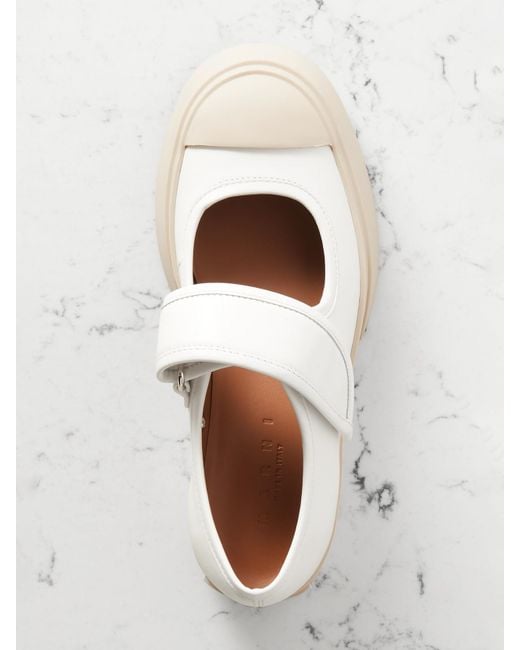Baskets Plates-Formes Façon Babies En Cuir Pablo Marni en coloris White