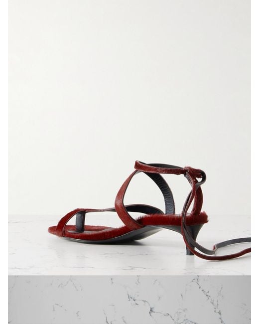 Khaite Red Aimee Calf Hair Sandals