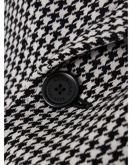 Balenciaga Gray Hourglass Houndstooth Double-Breasted Wool Blazer