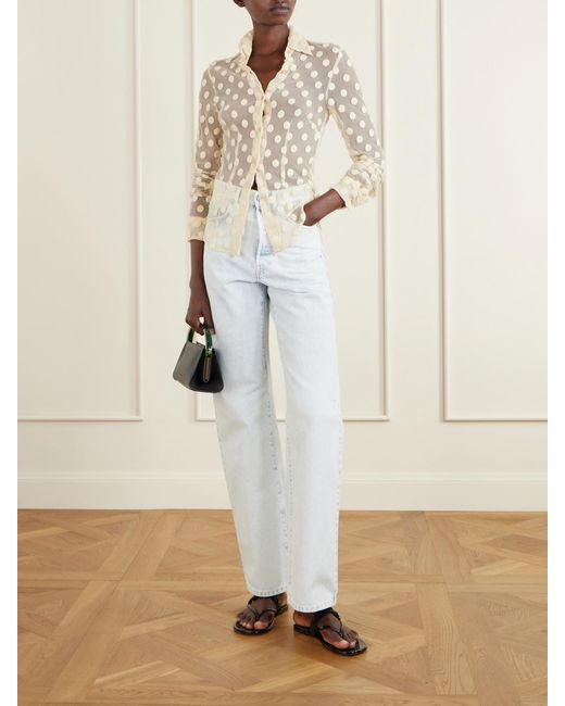 Dries Van Noten Natural Polka-Dot Cotton-Blend Tulle Shirt