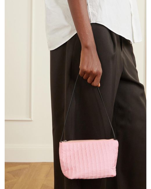 Valesque Pink Corset Leather-Trimmed Quilted Shell Shoulder Bag