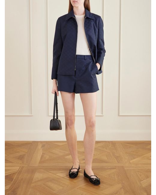 Gucci Blue Twill Jacquard Shorts