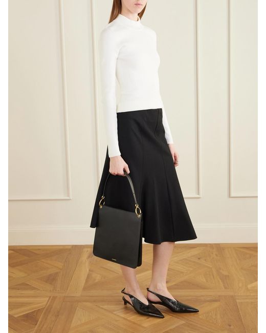 Jil Sander Black Otto Medium Leather Shoulder Bag