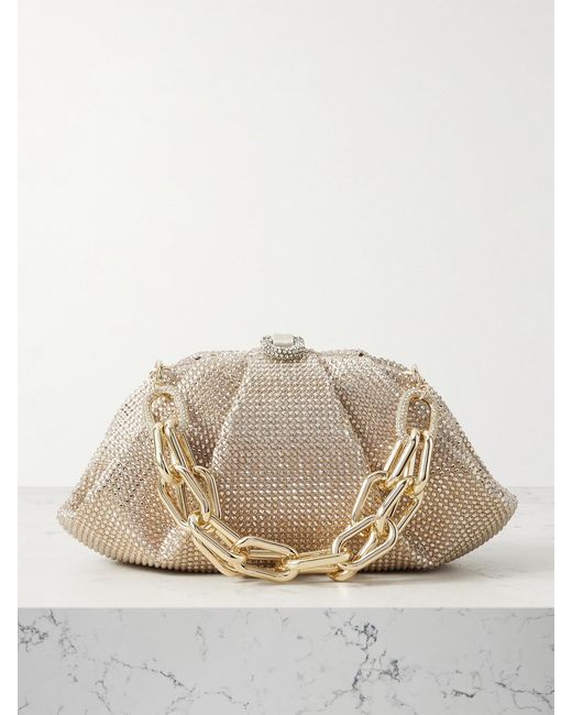 Judith Leiber Natural Gemma Crystal-Embellished Satin Clutch
