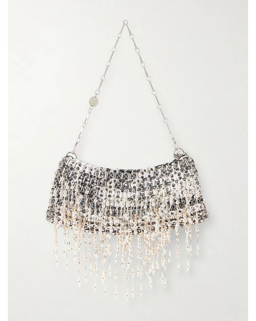 Rabanne White Sac A Main Beaded Chainmail Shoulder Bag