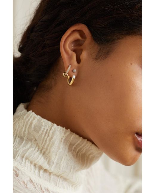 Rainbow K Metallic Small Tube 9-Karat Diamond Single Hoop Earring