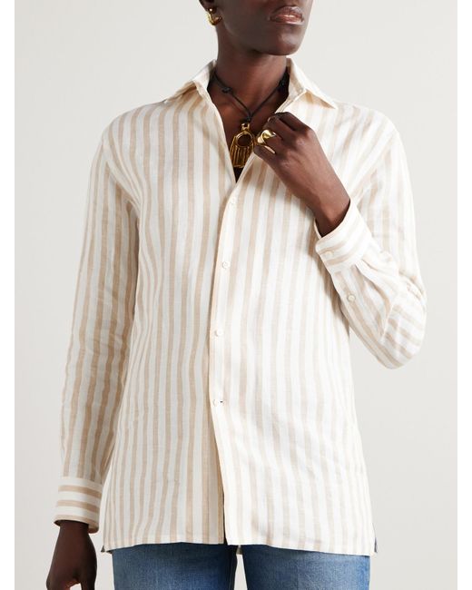 Ralph Lauren Natural Capri Striped Linen Shirt