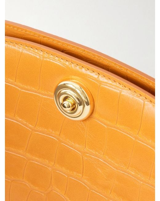 Liffner Orange Pushlock Croc-Effect Leather Clutch