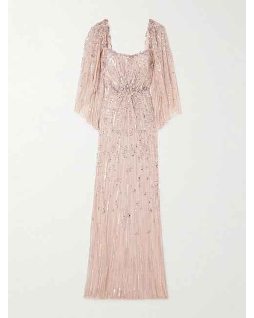 Jenny Packham Pink Bright Star Robe Aus Tüll Mit Pailletten Und Verzierungen