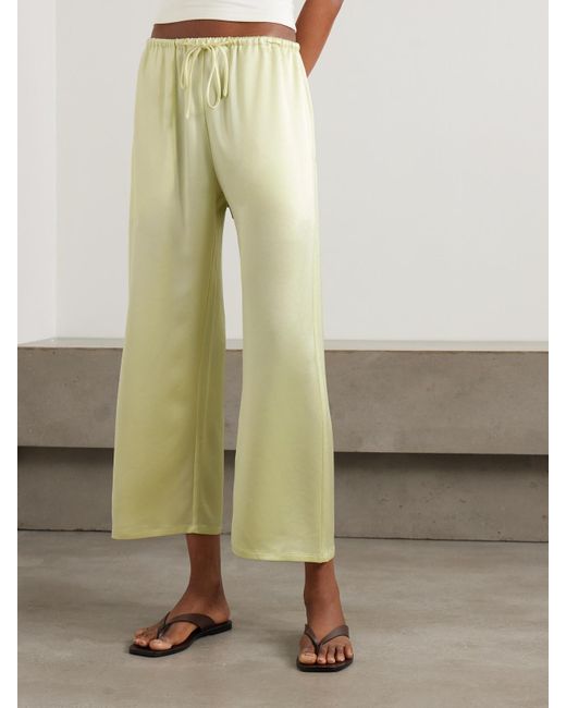 Leset Yellow Barb Verkürzte Hose Mit Weitem Bein Aus Satin