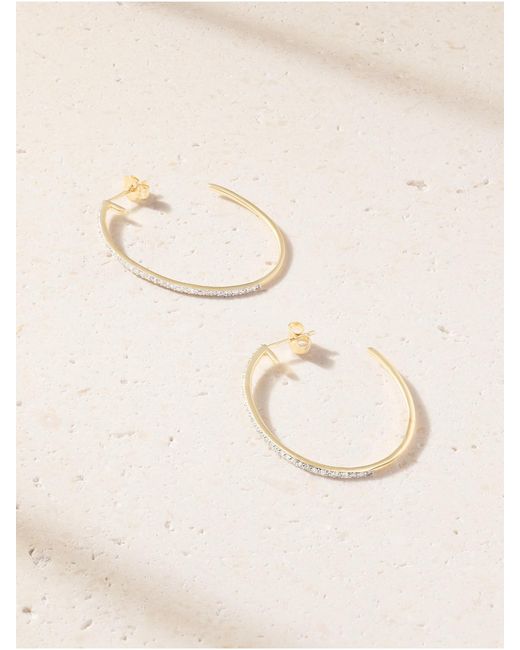 STONE AND STRAND Natural Rhodium-Plated 10-Karat Diamond Hoop Earrings