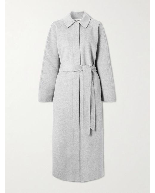 TOVE White Yoonmi Belted Brushed Wool-Blend Coat