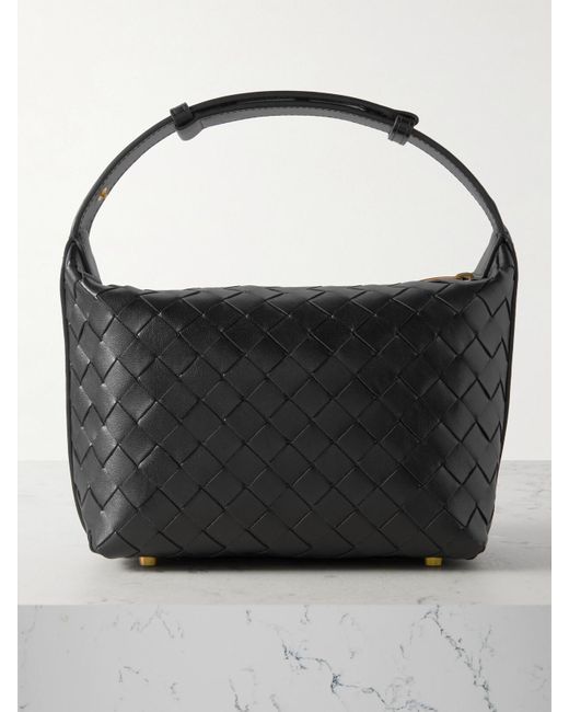 Bottega Veneta Black Wallace Mini Intrecciato Leather Shoulder Bag