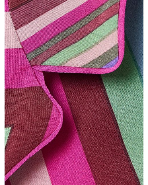 Valentino Garavani Pink Feather-Trimmed Printed Silk Crepe De Chine Shirt