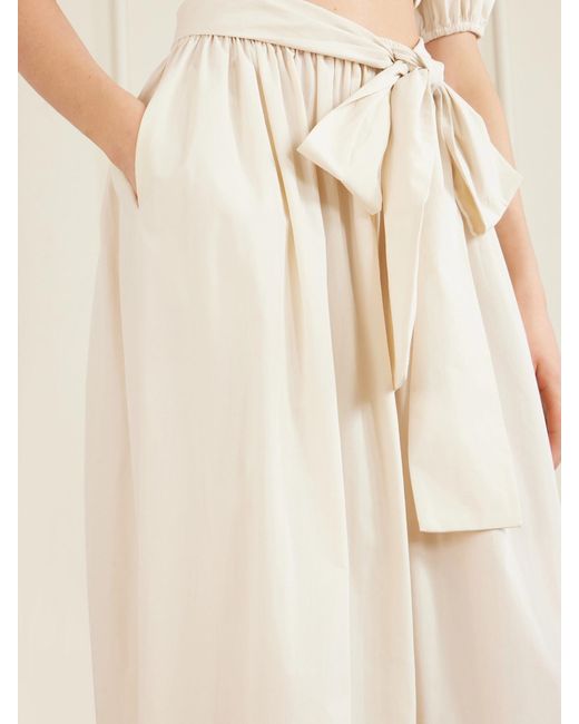 Lisa Marie Fernandez Natural Nicole Tie-Detailed Asymmetric Pleated Tiered Cotton-Poplin Maxi Skirt