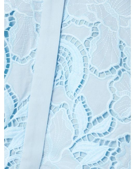 Erdem Blue Ruffled Broderie Anglaise Poplin Blouse