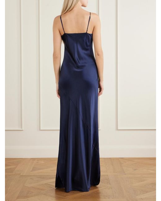 Nili Lotan Blue Cami Silk-Satin Gown