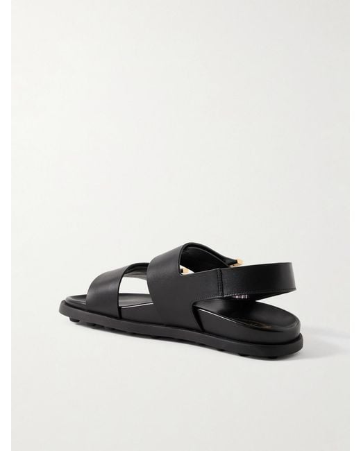 Tod's Black Embellished Leather Sandals