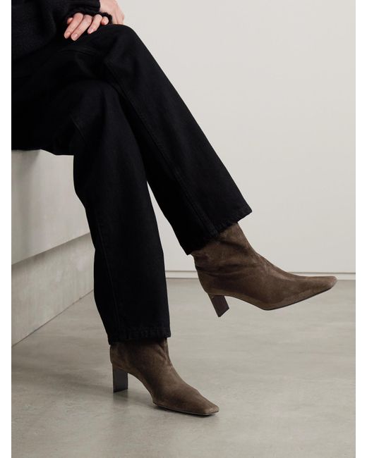Khaite Brown Ona Suede Ankle Boots