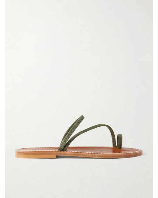 K. Jacques Green Actium Snake-Effect Leather Sandals