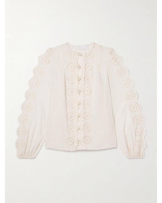 Haut En Voile De Coton À Broderie Anglaise Et À Plis Nervures Lucky Zimmermann en coloris Natural