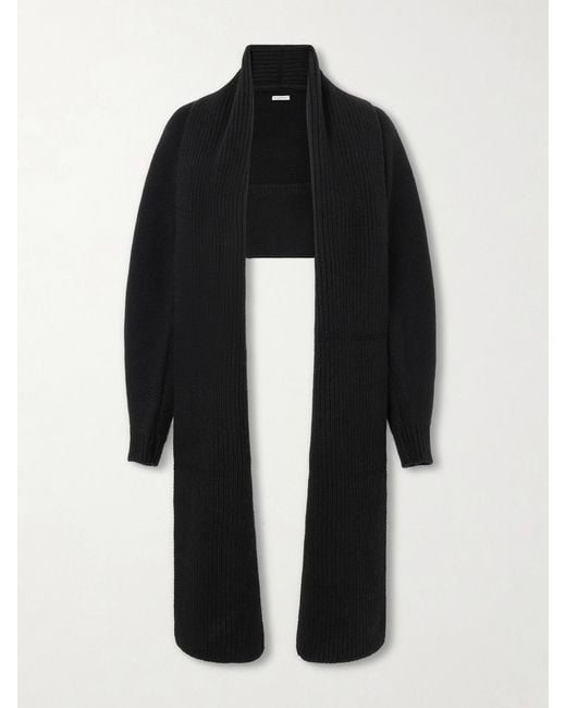 Kallmeyer Black Suki Shrug Ribbed-Knit Wool And Cashmere-Blend Cardigan