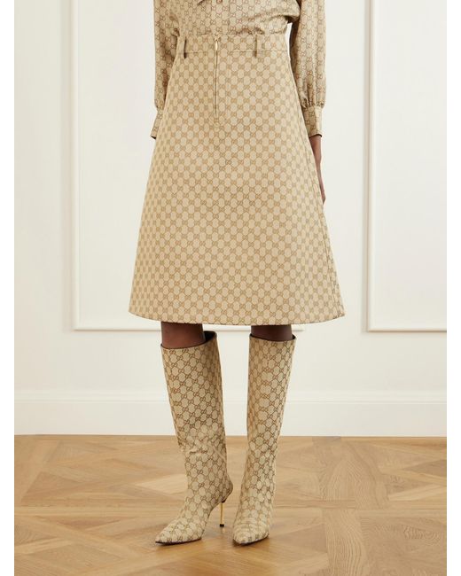 Gucci Natural Canvas-Jacquard Skirt