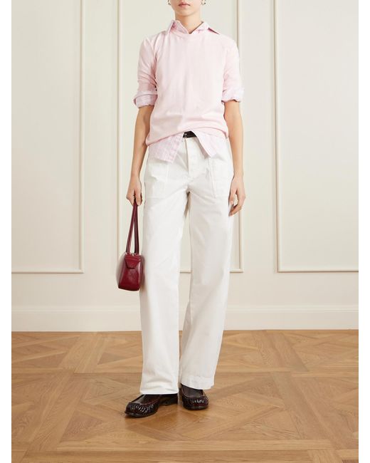 Polo Ralph Lauren Pink Embroidered Striped Oxford Cotton Shirt
