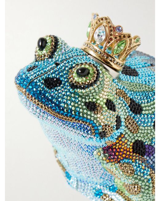 Judith Leiber Blue Prince Charming Goldfarbene Clutch Mit Kristallen