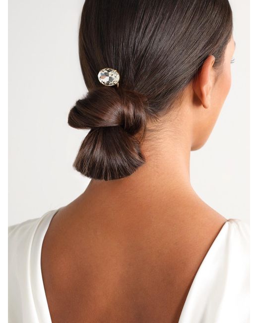 Jennifer Behr White Gemma-Plated Crystal Hair Pin