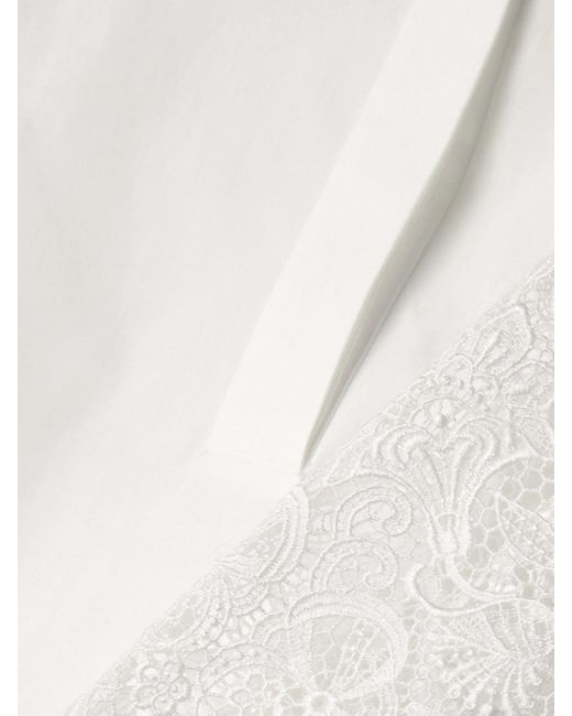 Loro Piana White Ide Hemd Aus Baumwollpopeline Und Guipure-Spitze