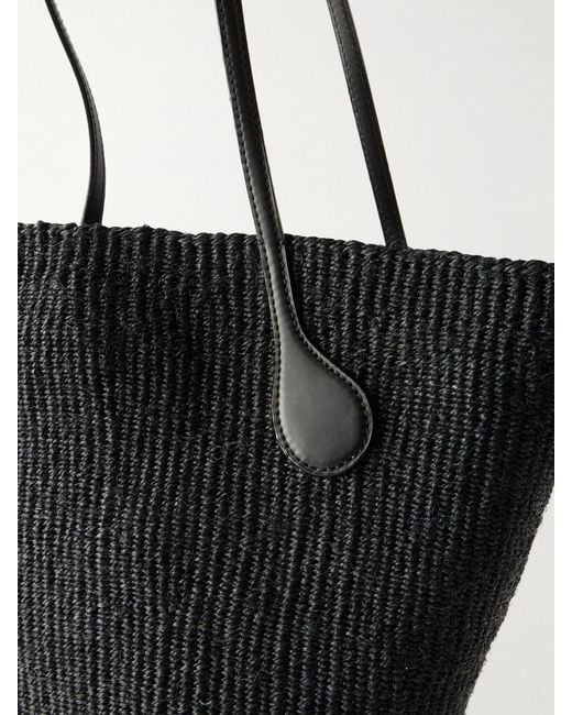 Liffner Black Sprout Leather-Trimmed Sisal Tote Bag