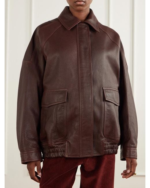 Rohe Brown Textured-Leather Jacket