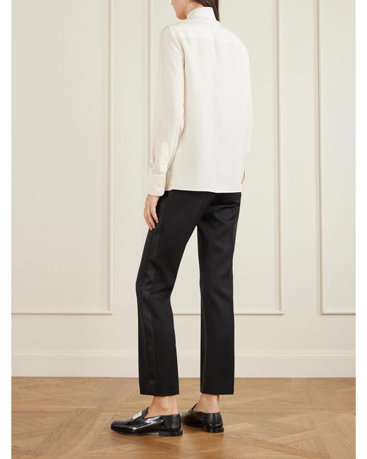 Givenchy Natural Pussy-Bow Draped Silk Blouse