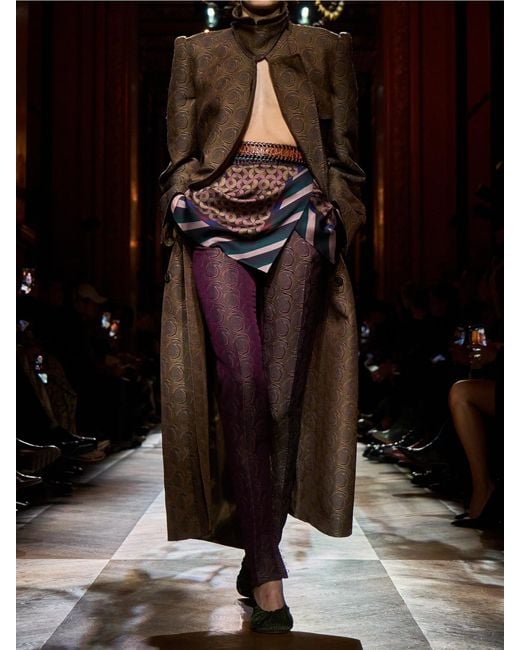Dries Van Noten Purple Jacquard Skinny Pants