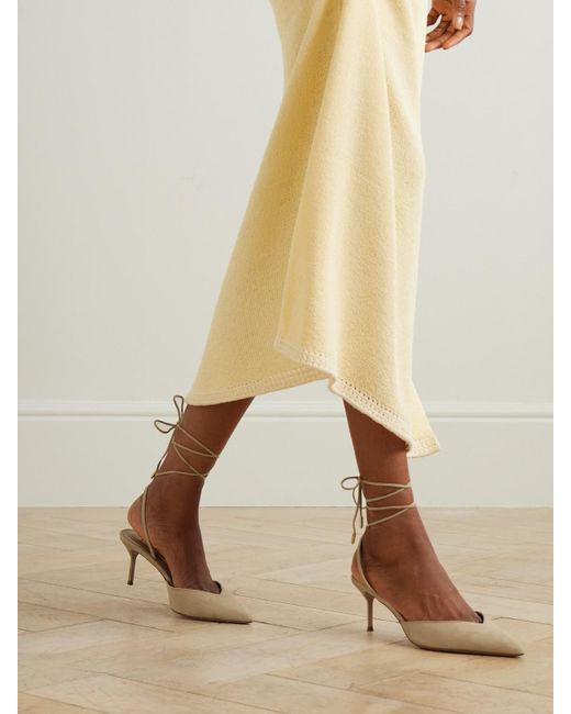 Aquazzura White Beyond 65 Suede Pumps