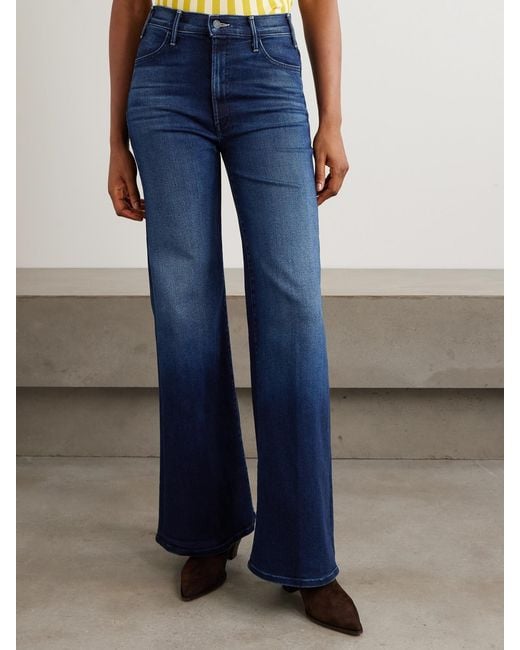 Mother Blue The Hustler Roller Sneak High-Rise Wide-Leg Jeans