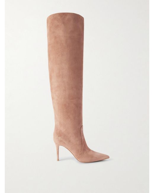 Gianvito Rossi White Hansen 85 Suede Over-The-Knee Boots