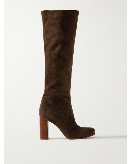 Khaite Brown Willow Suede Knee Boots