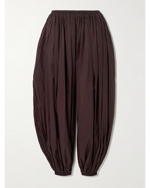 Alaïa Brown Pleated Chiffon Tapered Pants