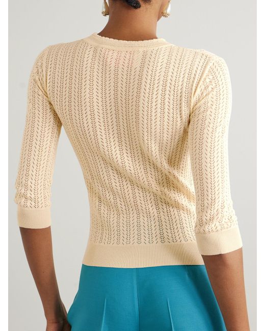 Valentino Garavani Natural Pointelle-Knit Cotton Sweater