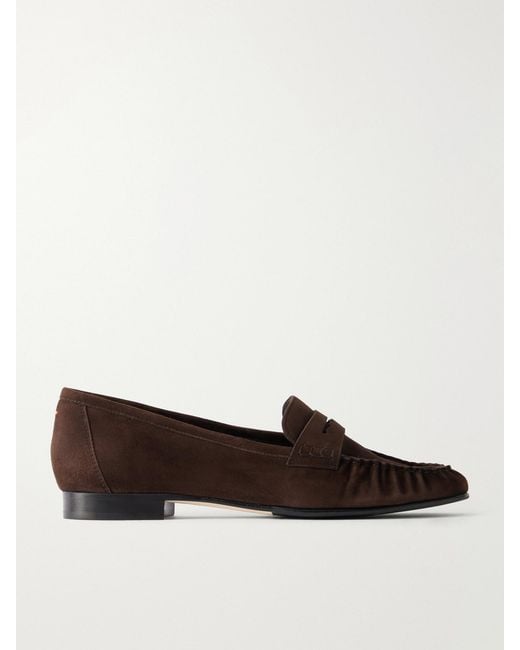 Aeyde Brown Aldous Suede Penny Loafers