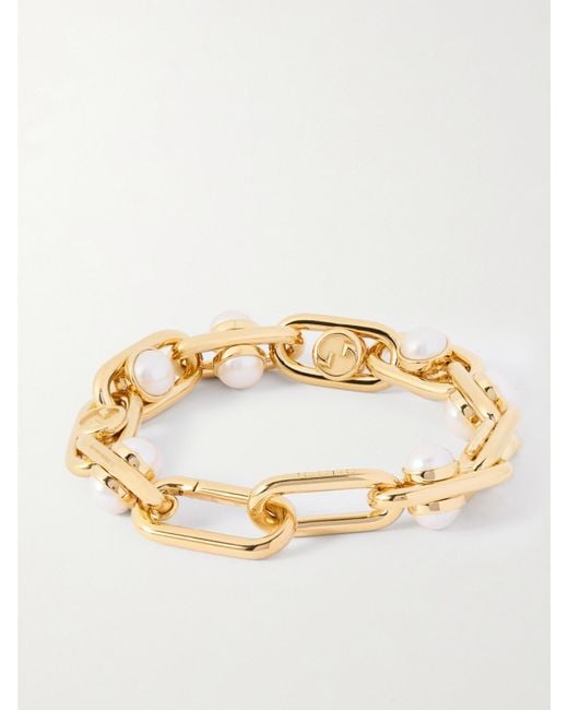Gucci Metallic Tone Pearl-Like Bracelet